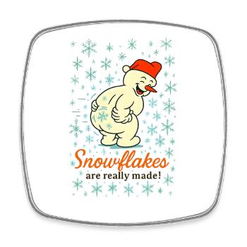 Drôle Noël bonhomme de neige flocons de neige humour - Magnet carré - blanc - Devant