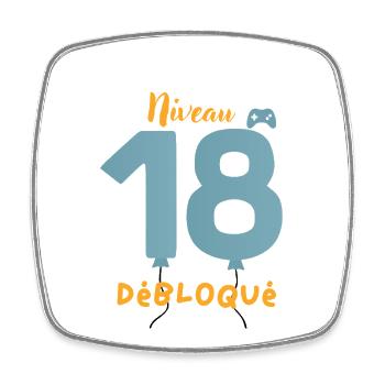 Niveau 18 Débloqué - Magnet carré - blanc - Devant