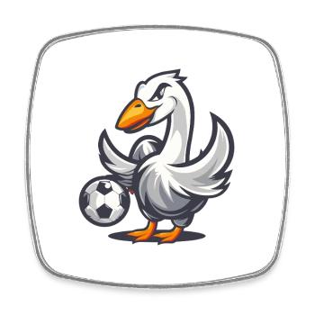 Ente mit Fußball Cartoon - Viereckiger Kühlschrankmagnet - Weiß - Vorne
