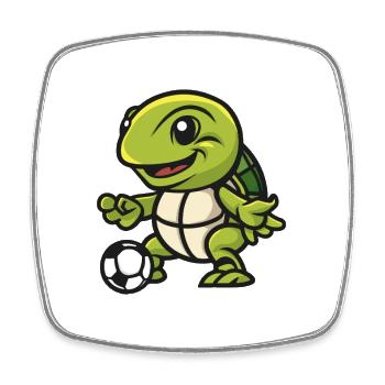 Kicker Schildkröte Fußballheld - Viereckiger Kühlschrankmagnet - Weiß - Vorne