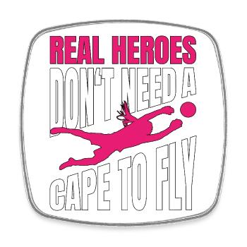 Flying Soccer Goalkeeper Goalkeeper Superheroine - Square fridge magnet - white - Front