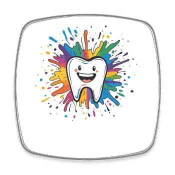 Éclaboussure de dent colorée - Magnet carré - blanc - Devant