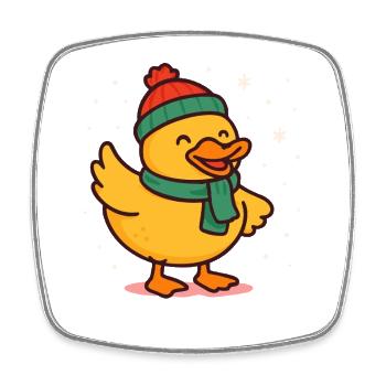 Festive Duck In Winter Hat And Scarf - Square fridge magnet - white - Front