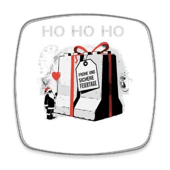 HO HO HO Frohe und SICHERE Weihnachten - Viereckiger Kühlschrankmagnet - Weiß - Vorne
