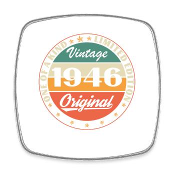 80 Years 1946 Vintage Retro Birthday Gift - Square fridge magnet - white - Front