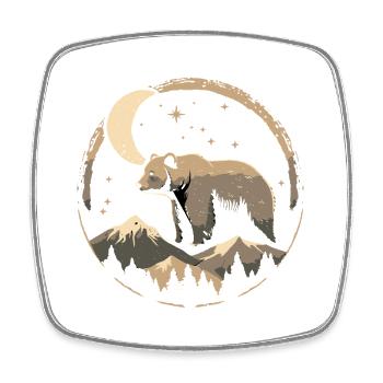 Moon Path Bear in Mountain Landscape - Square fridge magnet - white - Front