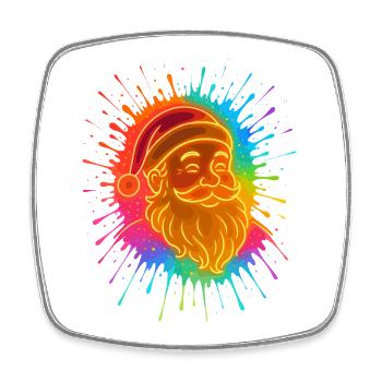 Neon Santa Farbsplash Weihnachts Shirt - Viereckiger Kühlschrankmagnet - Weiß - Vorne