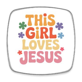 This Girl Loves Jesus - Square fridge magnet - white - Front