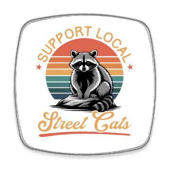 Funny Raccoon - Viereckiger Kühlschrankmagnet - Weiß - Vorne