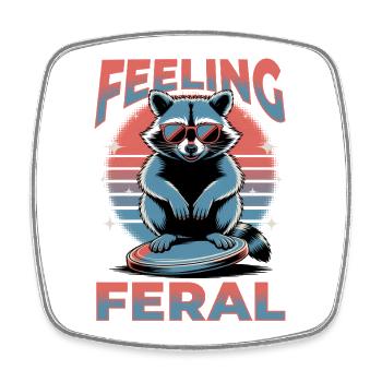 Funny Raccoon - Viereckiger Kühlschrankmagnet - Weiß - Vorne
