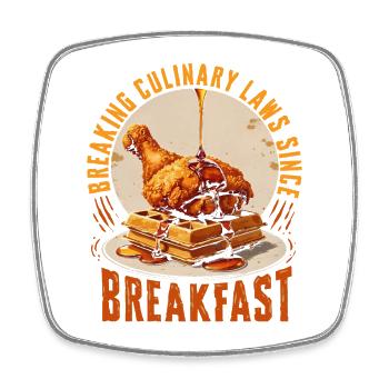Chicken With Waffles Breaking Culinary Laws - Square fridge magnet - white - Front