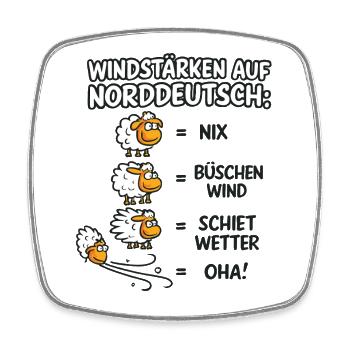 Norddeutsche Windstärken Schäfchen - Viereckiger Kühlschrankmagnet - Weiß - Vorne