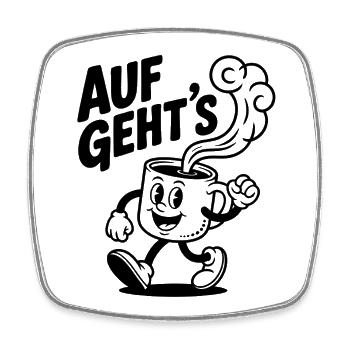 Let's go coffee mug – Funny motivational design - Square fridge magnet - white - Front