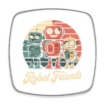 Retro Roboter - Robot Friends - Square fridge magnet - white - Front
