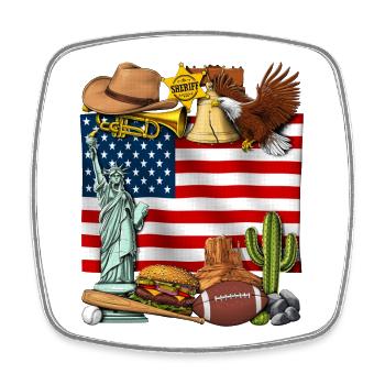 Flagge der USA - Viereckiger Kühlschrankmagnet - Weiß - Vorne