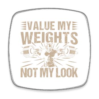 Fitness Motivation Bodybuilder Valeur Poids Pas - Magnet carré - blanc - Devant