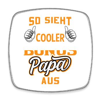 So sieht ein cooler Bonus Papa aus / Stiefvater - Viereckiger Kühlschrankmagnet - Weiß - Vorne