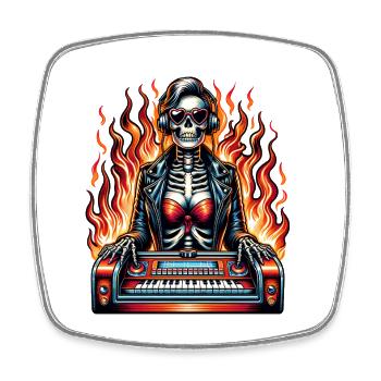 Rock and Roll Always and Forever Rockabilly 2025 - Viereckiger Kühlschrankmagnet - Weiß - Vorne