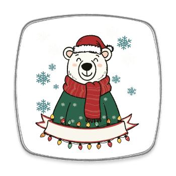 Ours polaire Magie de Noël - Magnet carré - blanc - Devant