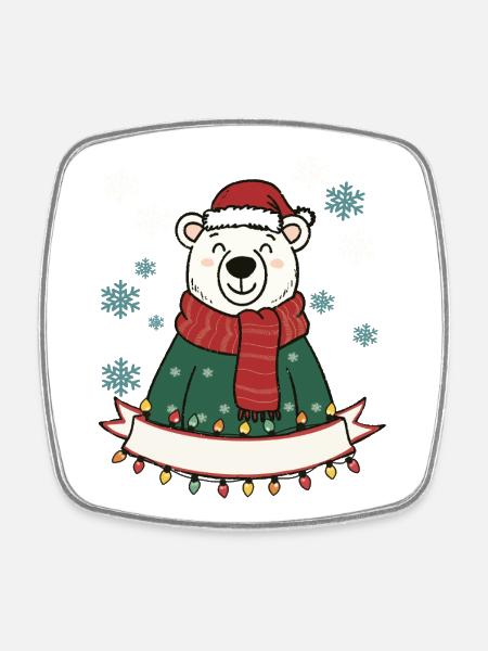 Polar Bear Christmas Magic - Square fridge magnet - white