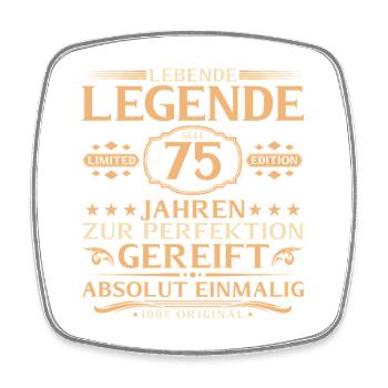75. Geburtstag - Lebende Legende seit 75 Jahren - Viereckiger Kühlschrankmagnet - Weiß - Vorne