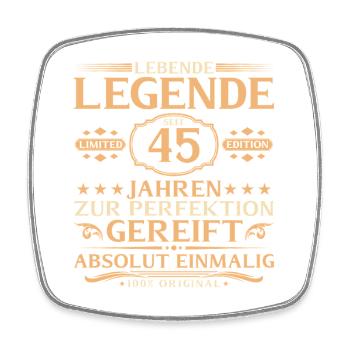 45. Geburtstag - Lebende Legende seit 45 Jahren - Viereckiger Kühlschrankmagnet - Weiß - Vorne