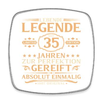 35. Geburtstag - Lebende Legende seit 35 Jahren - Viereckiger Kühlschrankmagnet - Weiß - Vorne