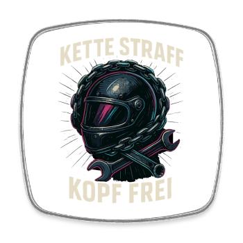 Chain Taut Head Free Biker Shirt Motorcycle - Square fridge magnet - white - Front