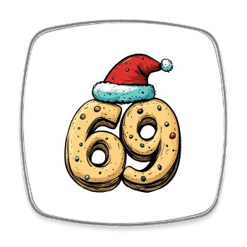 69 Zahl Keks Weihnachten - Viereckiger Kühlschrankmagnet - Weiß - Vorne