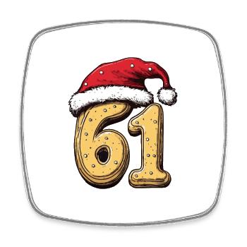 61 Number Cookie Christmas - Square fridge magnet - white - Front