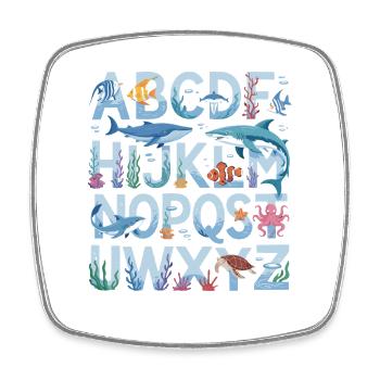 ABC Underwater World Alphabet Learning Fun for - Square fridge magnet - white - Front