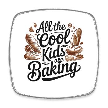 All the cool kids bake delicious breads and cookies - Square fridge magnet - white - Front