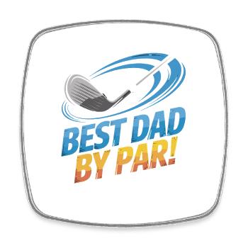 Bester Papa Auf Dem Golfplatz – Best Dad By Par - Viereckiger Kühlschrankmagnet - Weiß - Vorne
