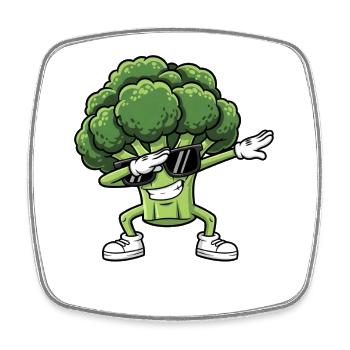 Brocoli Danseur Cool avec Lunettes - Magnet carré - blanc - Devant