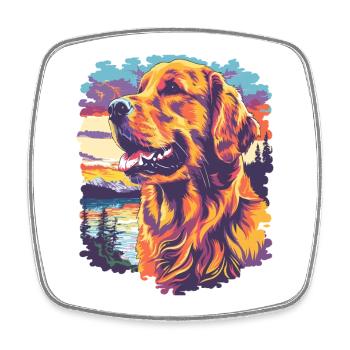 Farbiger Hund im Sonnenuntergang - Viereckiger Kühlschrankmagnet - Weiß - Vorne