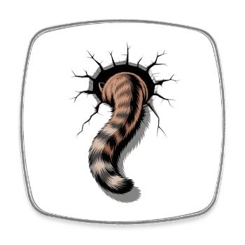Cat tail looks out of hole funny cat picture - Square fridge magnet - white - Front