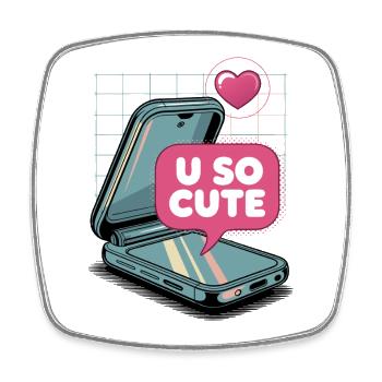 U So Cute Pop Art Handy - Viereckiger Kühlschrankmagnet - Weiß - Vorne