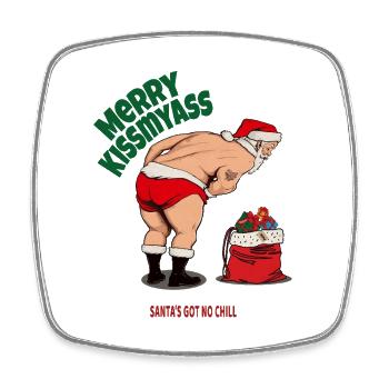 Merry Kissmas – Design de Noël effronté - Magnet carré - blanc - Devant