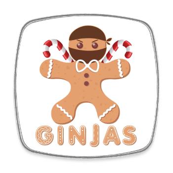 Masked gingerbread with frosting - Square fridge magnet - white - Front