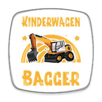 Bagger Kinderwagen - Viereckiger Kühlschrankmagnet - Weiß - Vorne
