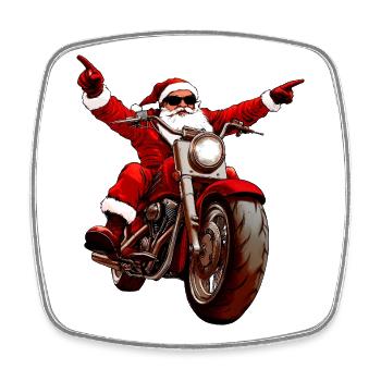 Weihnachten Motorradfahrer - Viereckiger Kühlschrankmagnet - Weiß - Vorne