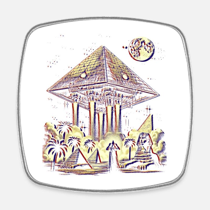 Antikes Pyramiden-UFO-Mystery-Design-Hemd - Viereckiger Kühlschrankmagnet - Weiß