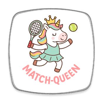 Match Queen Einhorn Tennis Shirt Mädchen - Viereckiger Kühlschrankmagnet - Weiß - Vorne