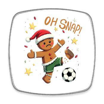 Gingerbread Man Goal Celebration Santa oh snap - Square fridge magnet - white - Front