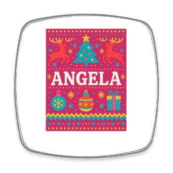 Festlicher Name Angela Hässlicher Weihnachtsstil, Weihnachten - Viereckiger Kühlschrankmagnet - Weiß - Vorne