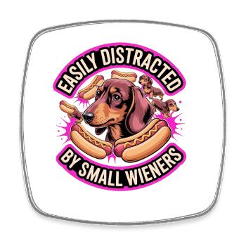 Easily Distracted By Small Wieners Unwearable - Square fridge magnet - white - Front