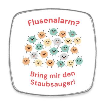 Flusenalarm Staubsauger Humor - Viereckiger Kühlschrankmagnet - Weiß - Vorne