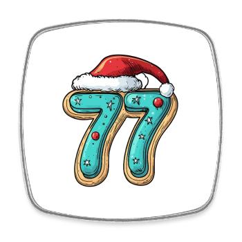 77 Number Cookie Christmas - Square fridge magnet - white - Front