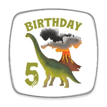 5 Jahre alter Geburtstag Junge Dino Volcano - 5. - Viereckiger Kühlschrankmagnet - Weiß - Vorne
