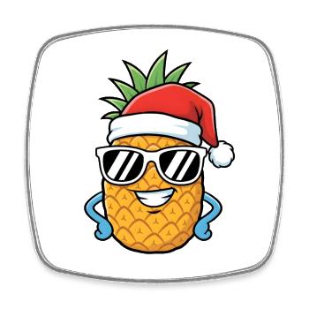 Weihnachten Ananas Kunst - Viereckiger Kühlschrankmagnet - Weiß - Vorne